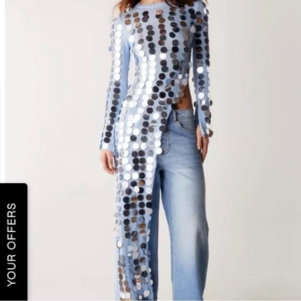 Black Sequin Long Sleeve Top - Picture 7 of 7